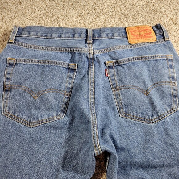 Levis 505 Jeans Mens 36x29 Tag 36x30 Regular Straight Denim Dark Wash - Picture 6 of 7